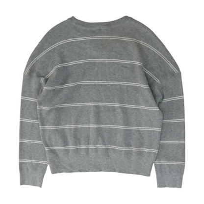 Gray Striped Pullover Sweater