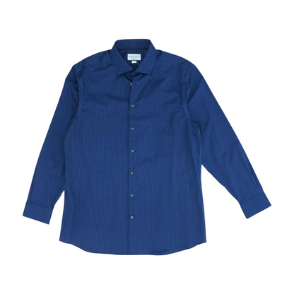 Navy Abstract Long Sleeve Button Down