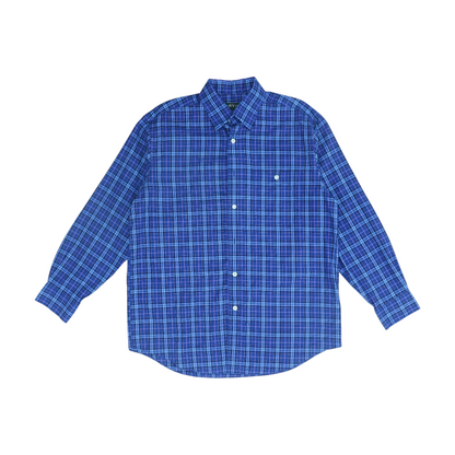 Blue Plaid Long Sleeve Button Down