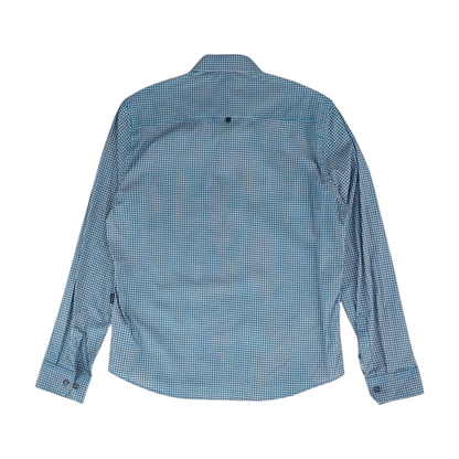 Blue Polka Dot Long Sleeve Button Down