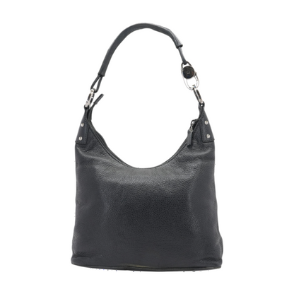 Black Leather Hobo Shoulder Bag