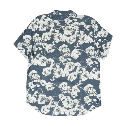 Blue Floral Short Sleeve Button Down