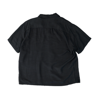 Black Solid Short Sleeve Button Down