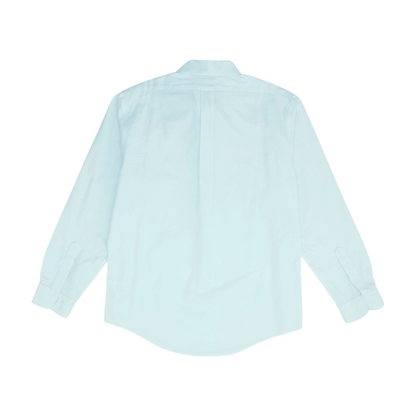 Blue Solid Long Sleeve Button Down
