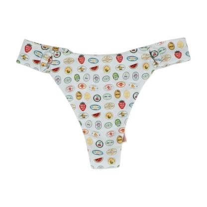 White Graphic Swim Bottom