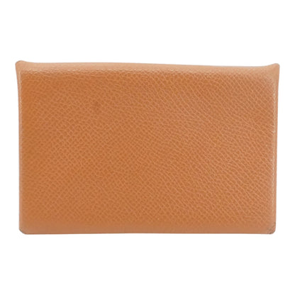 Gold Calvi Card Holder in Epsom Calfskin