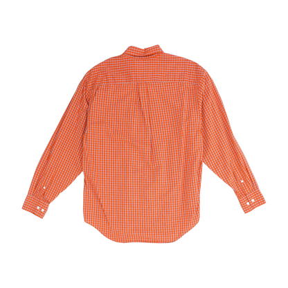 Orange Plaid Long Sleeve Button Down