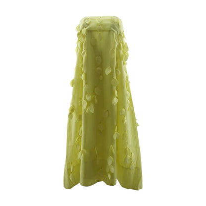 Yellow Applique Ballon Sleeve Top and Maxi Skirt Set