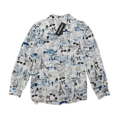 White Print Button Down