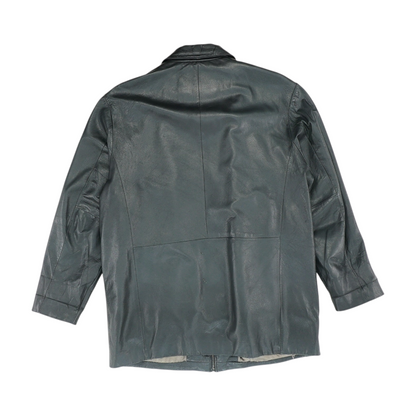 Black Solid Leather Jacket