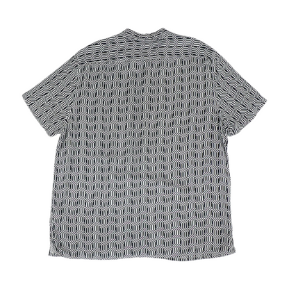 White Geometric Short Sleeve Button Down