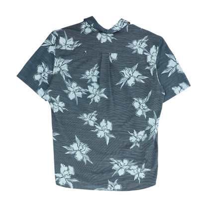 Gray Print Short Sleeve Button Down