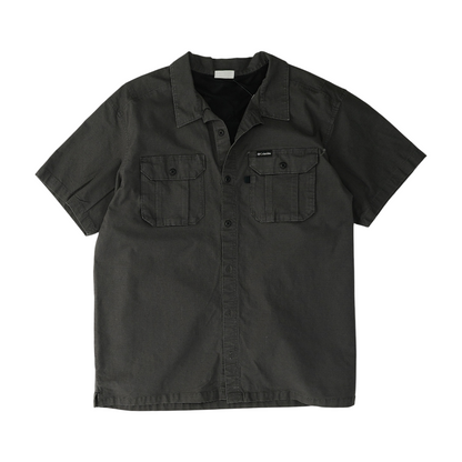Charcoal Solid Short Sleeve Button Down
