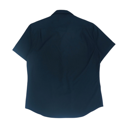 Black Solid Short Sleeve Button Down