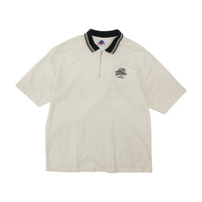 Vintage White Solid Short Sleeve Polo