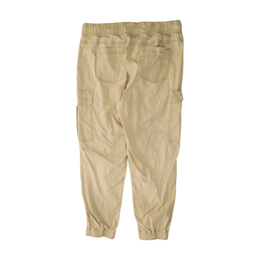 Beige Solid Cargo Capris