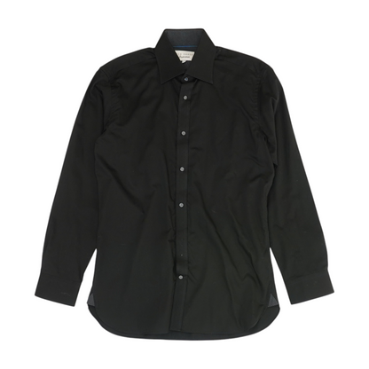 Black Solid Long Sleeve Button Down