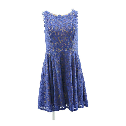 Blue Solid Midi Dress
