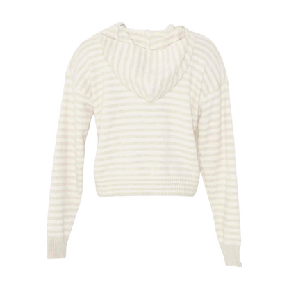 Ivory Striped Cardigan Sweater