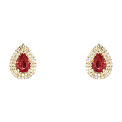 1 1/4 ctw 14K Yellow Gold Orange Sapphire Stud Earrings