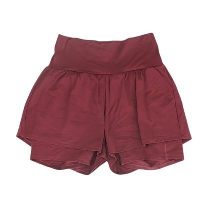 Maroon Solid Active Shorts