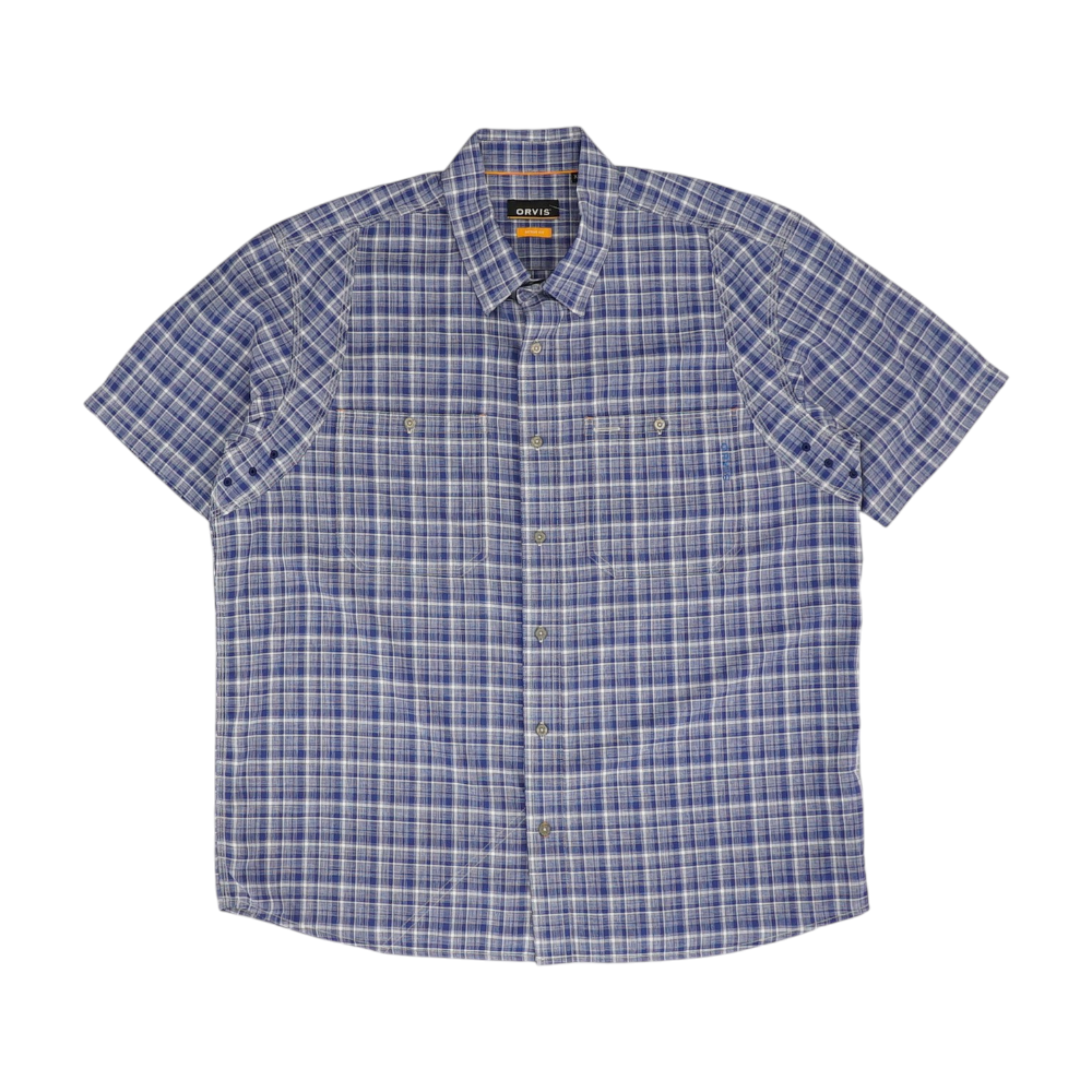 Blue Plaid Short Sleeve Button Down