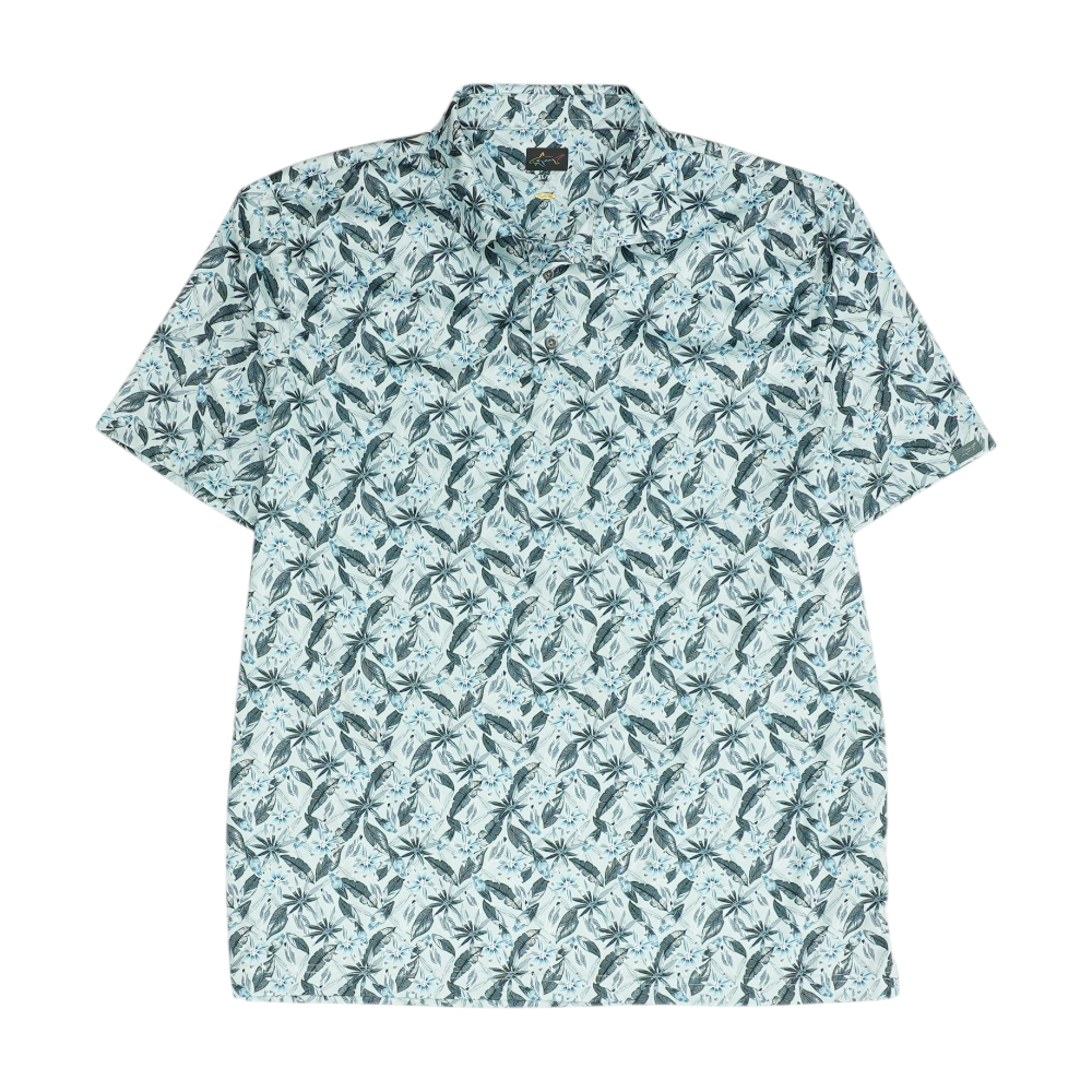 Blue Tropical Short Sleeve Polo