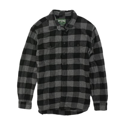 Gray Tall Plaid Flannel Button Down