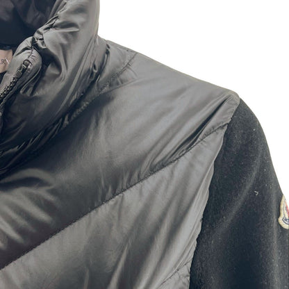 Black Quilted Down & Wool Knit Cardigan Jacket