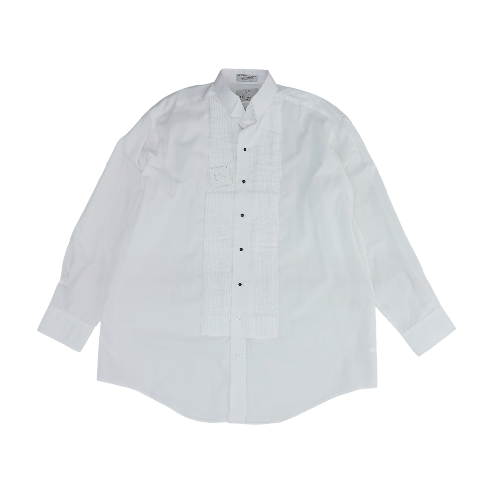 White Solid Tuxedo Button Down