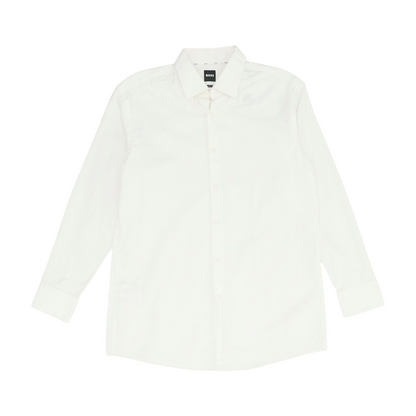 White Solid Long Sleeve Button Down