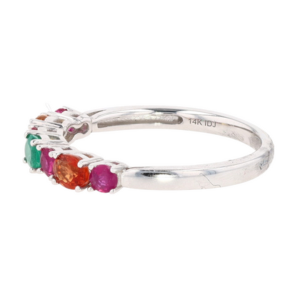 14K White Gold Multi Gem Band Ring