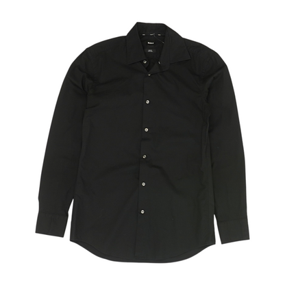 Black Solid Long Sleeve Button Down