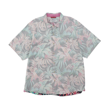 Gray Tropical Short Sleeve Button Down