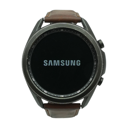 45mm Galaxy Watch3 Black Smartwatch Brown Band M/L