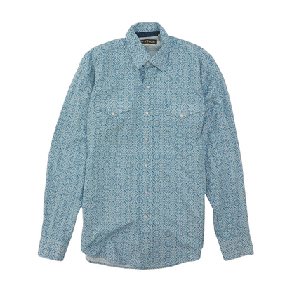 Blue Print Long Sleeve Button Down