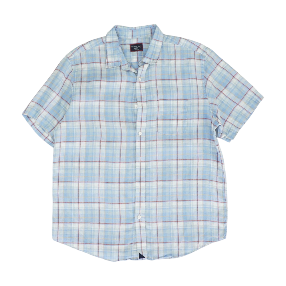 Blue Check Short Sleeve Button Down