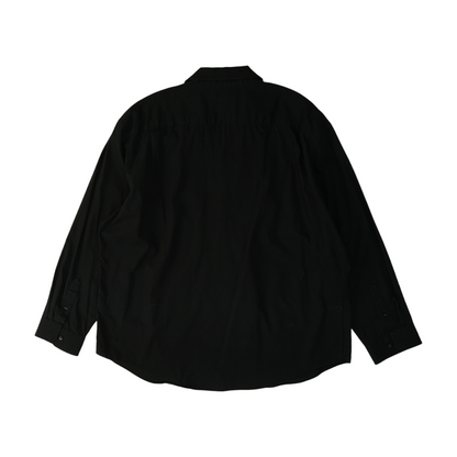 Black Solid Long Sleeve Button Down