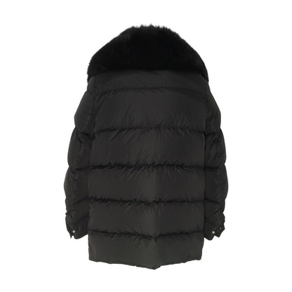Black Mesange Fox Fur Collar Puffer Coat