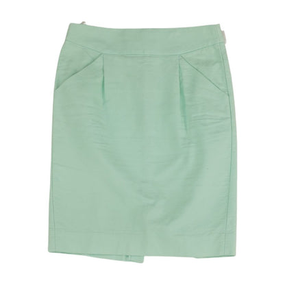 Green Solid Midi Skirt