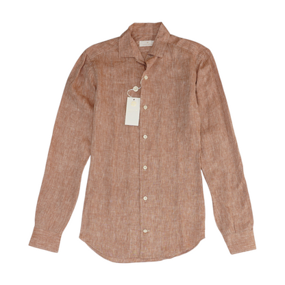 Brown Solid Long Sleeve Button Down