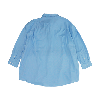 Blue Solid Long Sleeve Button Down