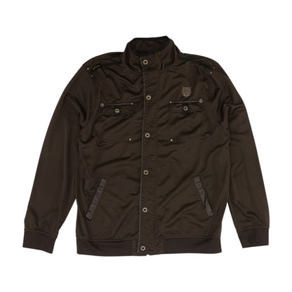Brown Solid Long Sleeve Button Down