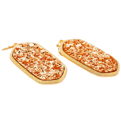 Gold Tone Copper Drusy Drop Earrings