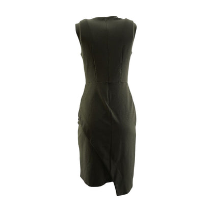 Brown Solid Midi Dress