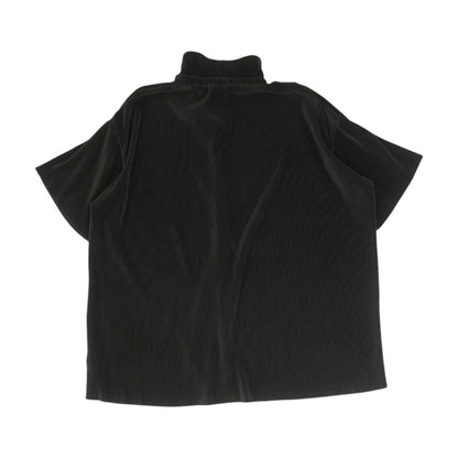 Black Solid Short Sleeve Button Down