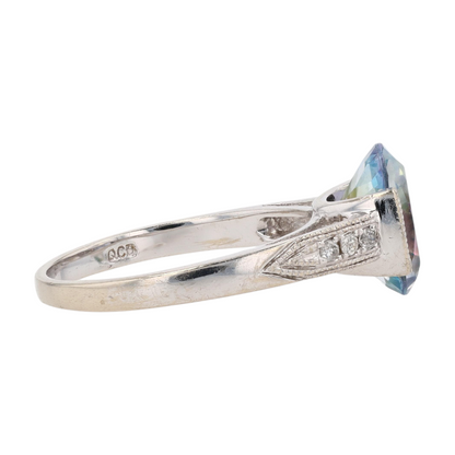 14K White Gold Mystic Stone Fashion Ring