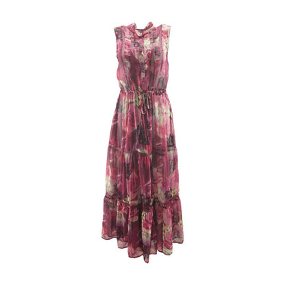 Purple Floral Midi Dress