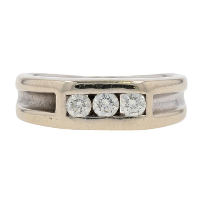 1/3 Ct 14K White Gold Three Diamond Arched Band