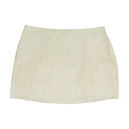 Cream Floral Mini Skirt